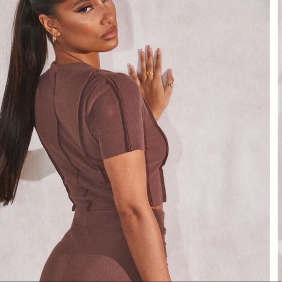 Pretty little thing recycled brown crop. Large. New - Picture 2 of 11